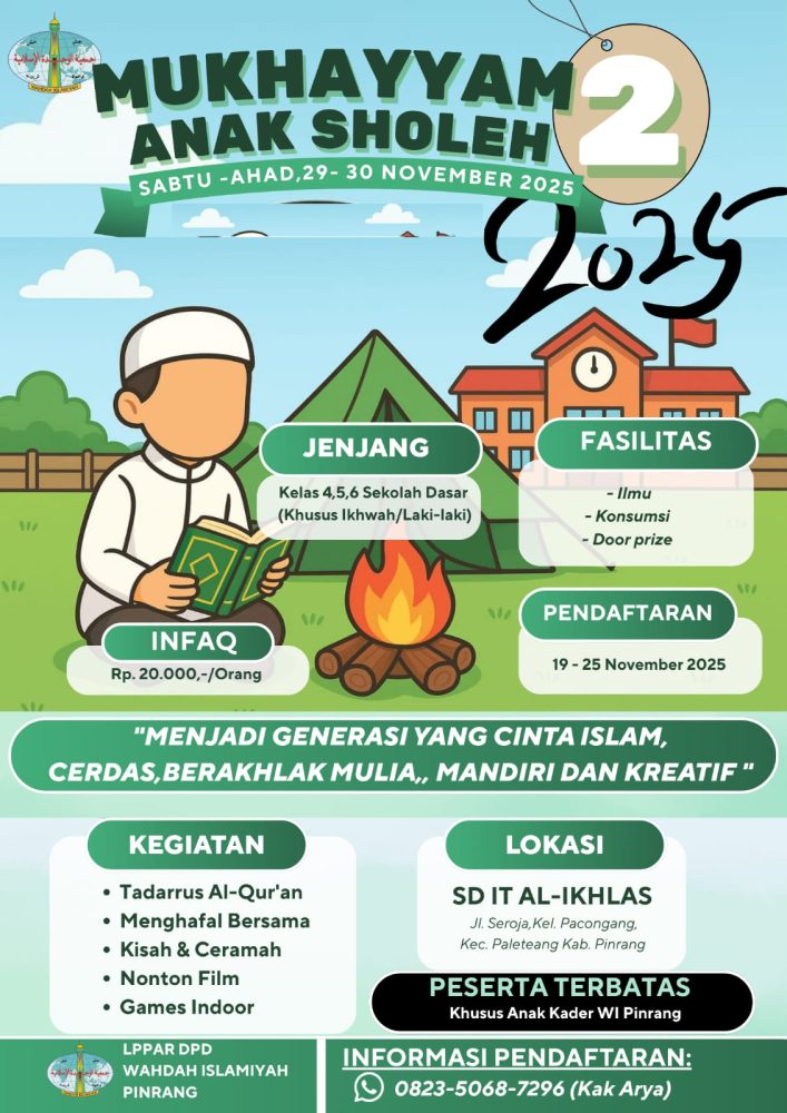 Isi Liburan dengan Manfaat, Wahdah Pinrang Ajak Putra Kader Ikuti Mukhayyam Anak Sholeh 2